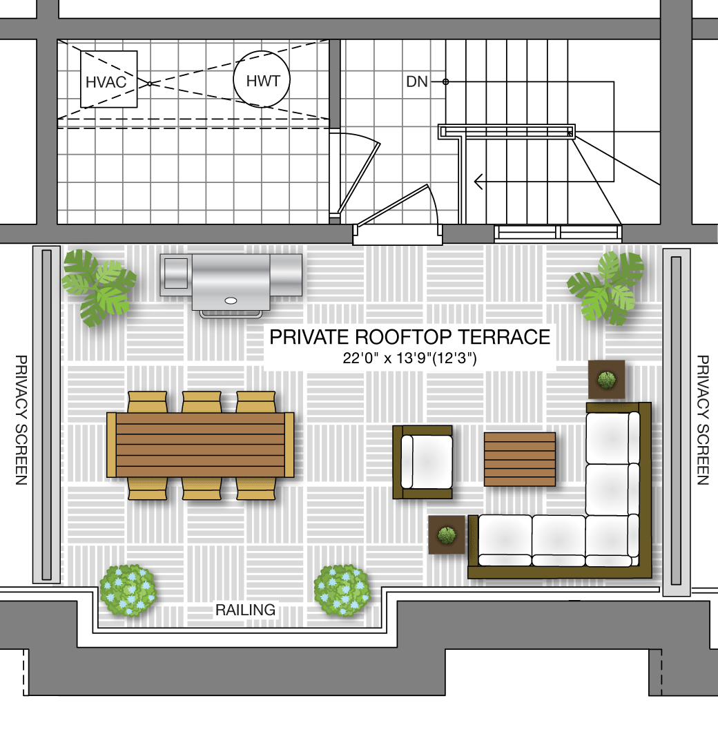 The Astoria private terrace floorplan